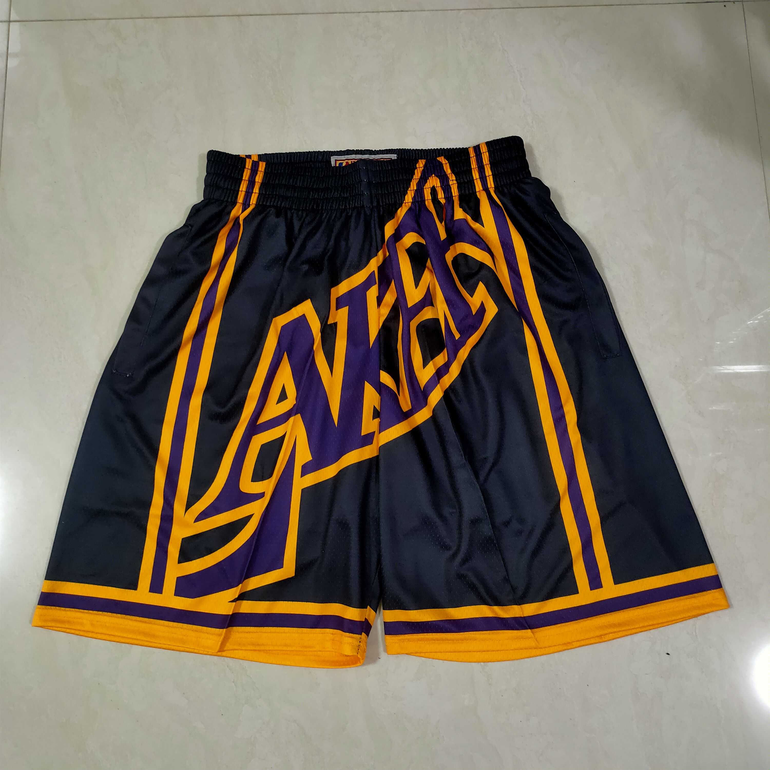 Men NBA 2021 Los Angeles Lakers Black Shorts 4
